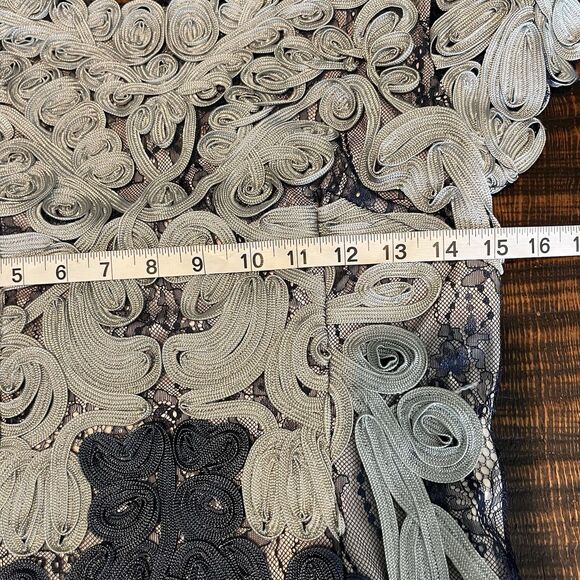 BHLDN JS Collection SANTIAGO Dress Navy/Cloud 2 Anthropologie Midi Coctail - Picture 9 of 12